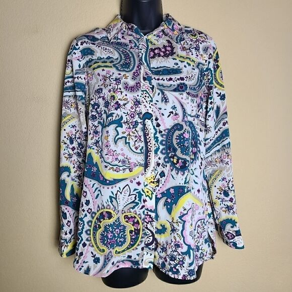 Talbots Floral Long Sleeve Button Up - Picture 1 of 8